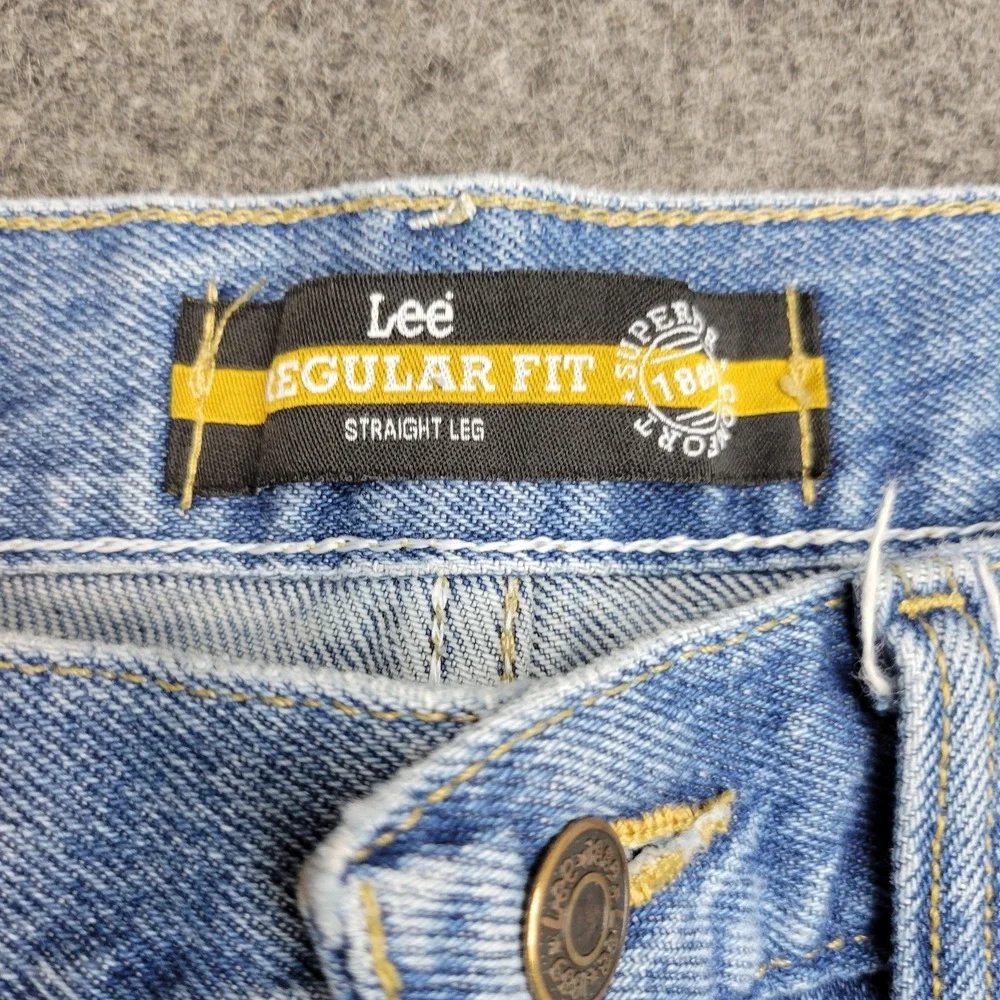 Lee Jeans Mens 38x30 Blue Denim Boho Streetwear Grunge Regular Fit Straight Leg